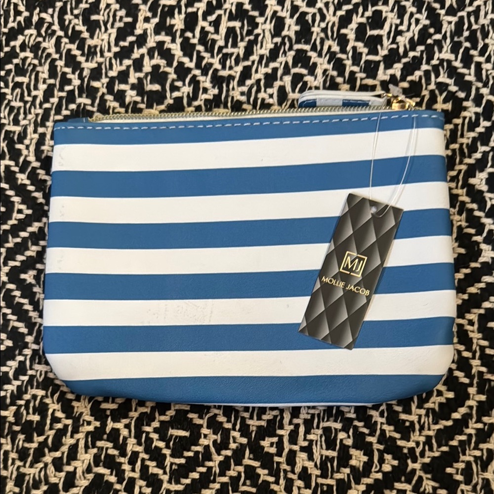 Mollie Jacob Blue and White Striped Pouch